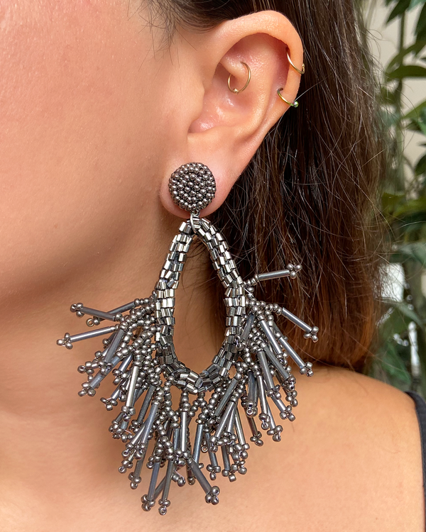 Aretes Hematita fiesta Chaquira