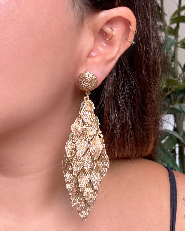 Aretes Rombos Cascada Dorado