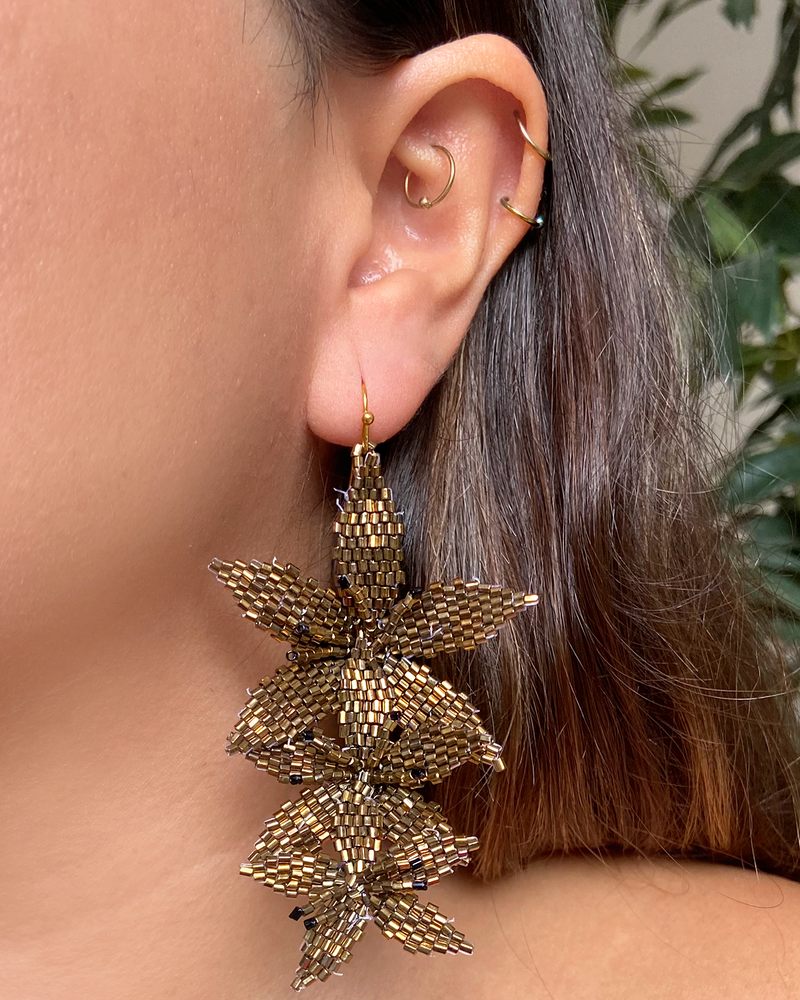 Aretes Flores Cascada Bronze
