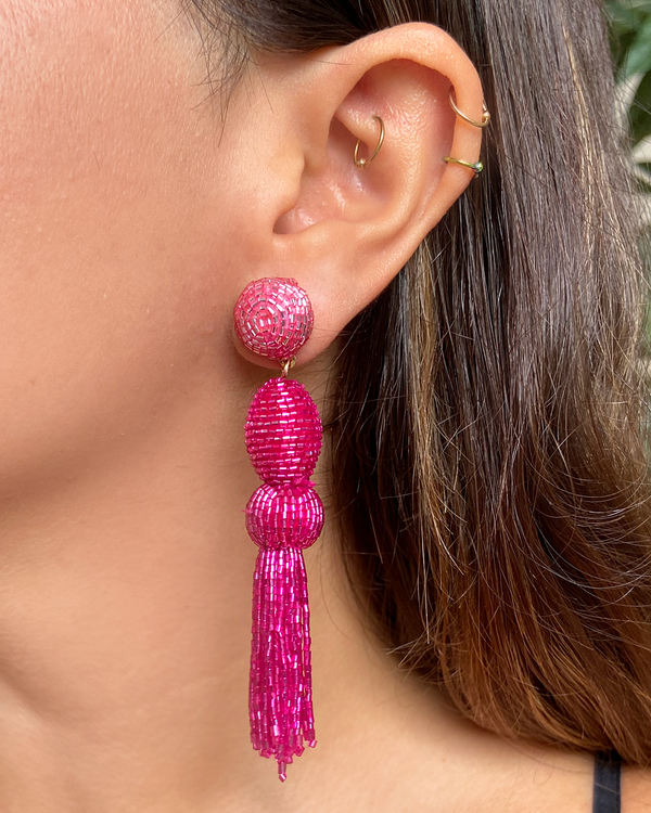 Aretes Rosa Pompom Chakira