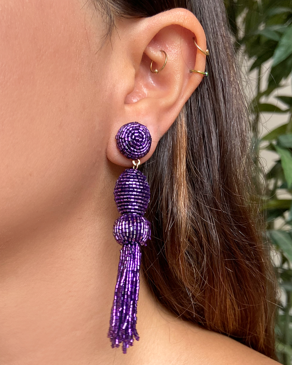Aretes morado Pompom Chakira