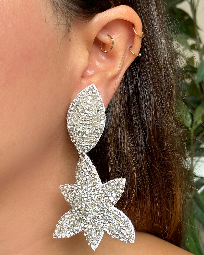 Aretes Plateado Glam Colgante