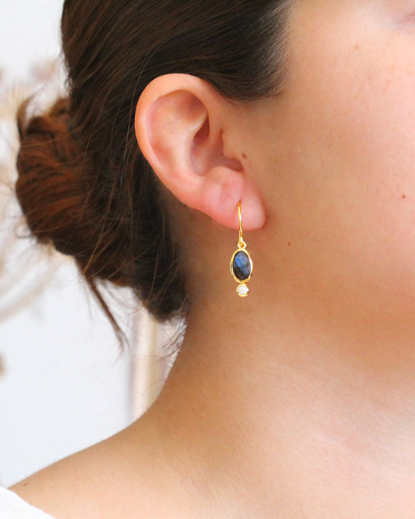 Arete piedra Perla LABRADORITE / PEARL