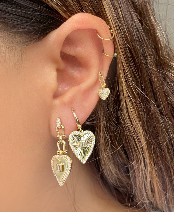 Arracadas Corazón Textura Zirconia