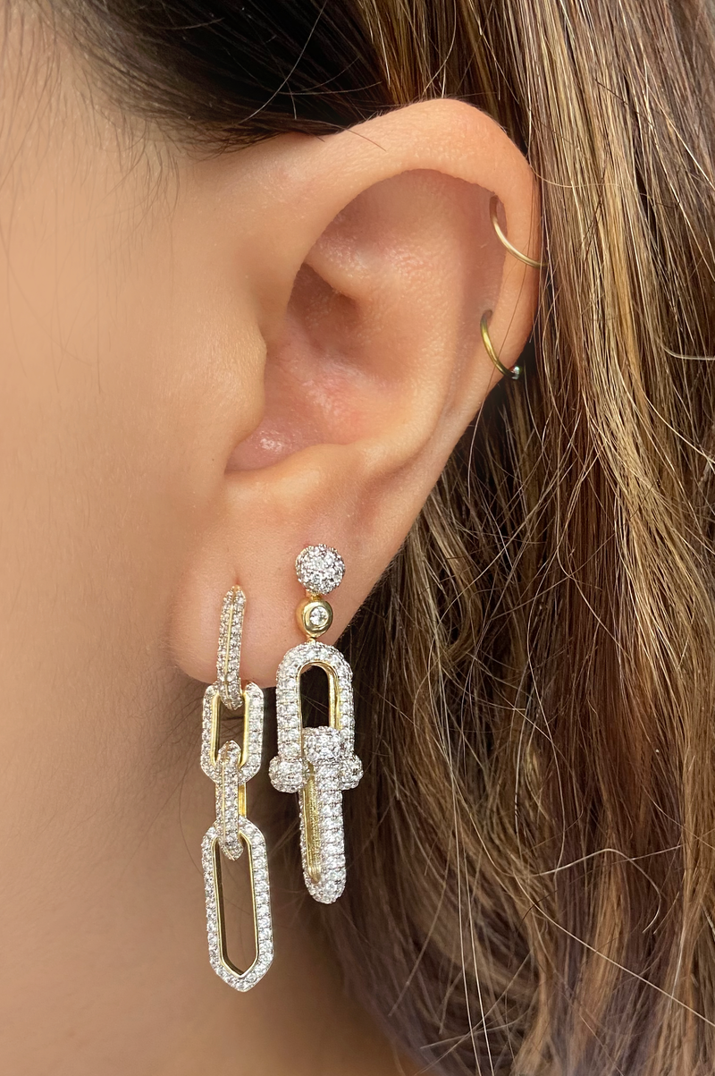 Aretes Eslabones Largos Zirconias