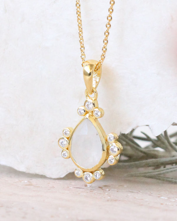 Collar Piedra Lunar Zirconias