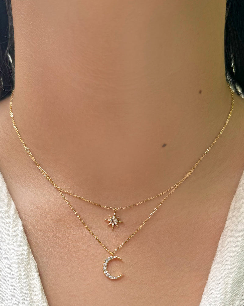 Collar Doble Estrella y Luna