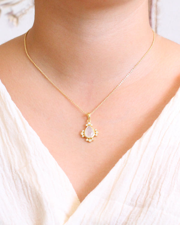 Collar Piedra Lunar Zirconias