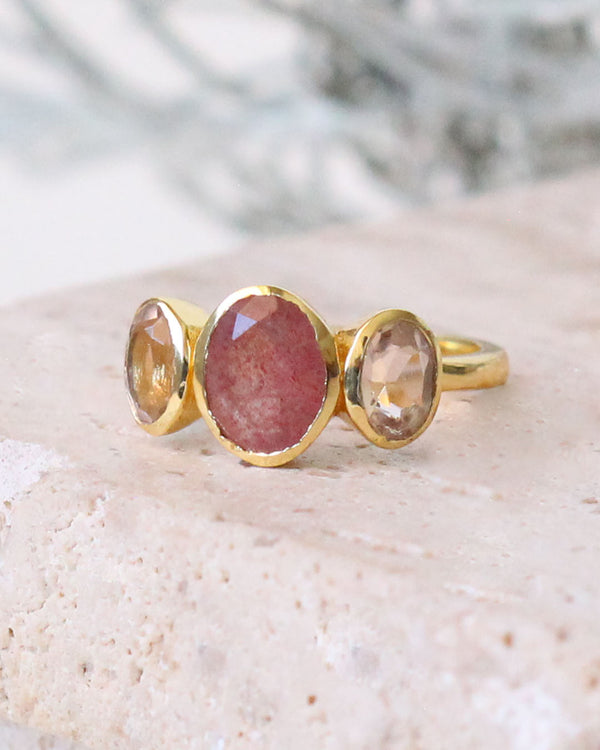 Anillo STRAWBERRY QUARTZ / MORGANITE HYDRO