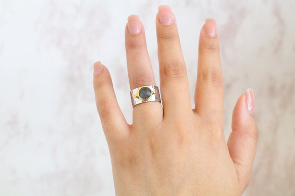 Anillo Rodio Labradorita