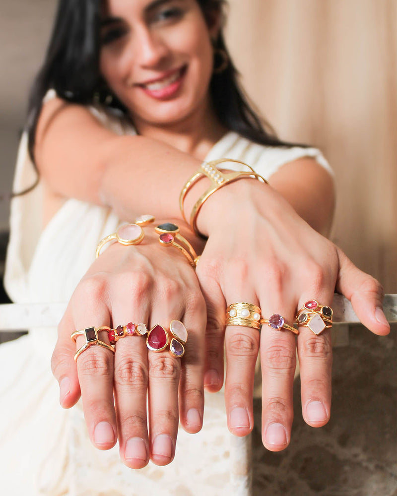 Anillo Degradado Piedras Pink