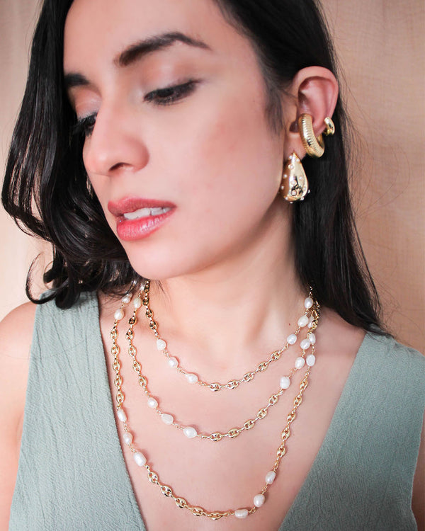 Collares y aretes en chapa de oro Pink Revolver