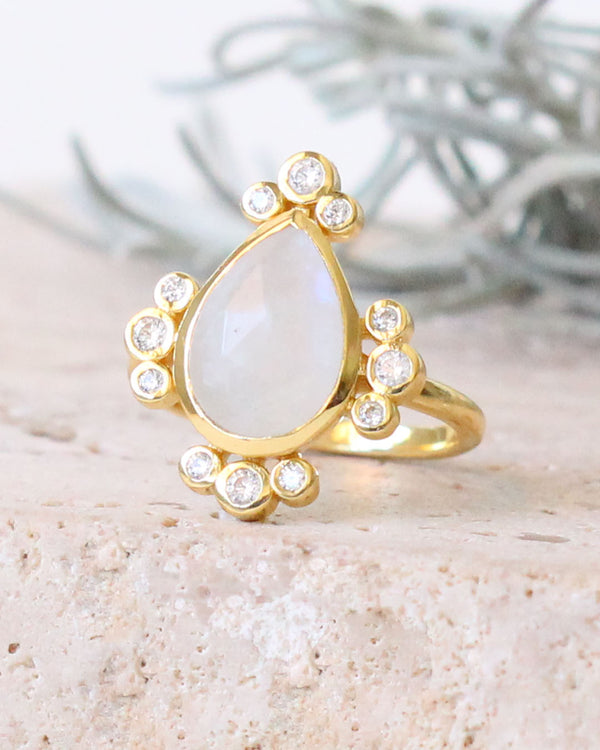 Anillo Zirconia Piedra Lunar