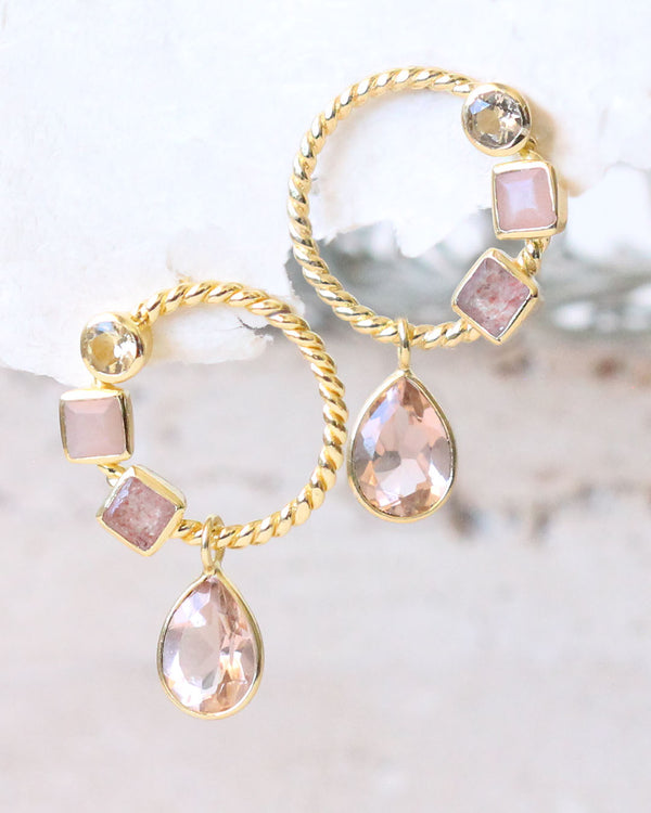 Aretes Circulo piedra Colgando AMETHYST
