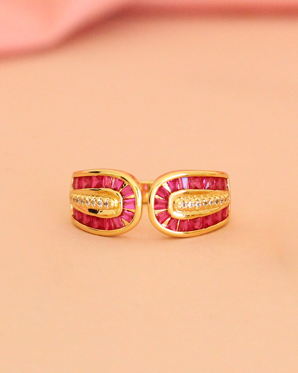 Anillo Rosa Curvas Cristales