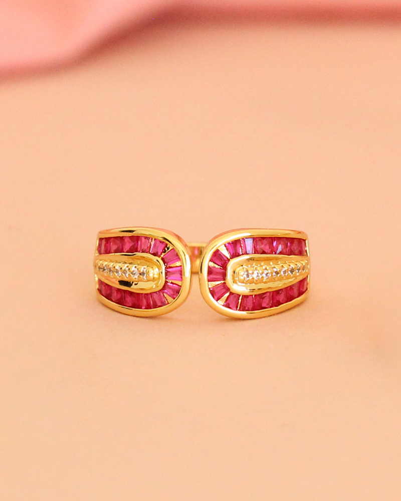 Anillo Rosa Curvas Cristales