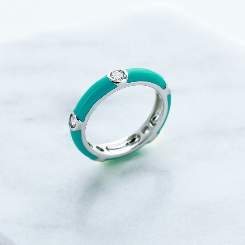 Anillo  esmaltado celeste