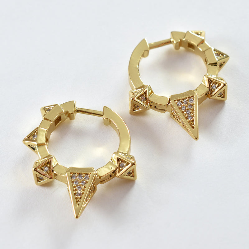 Aretes triple spike dorada