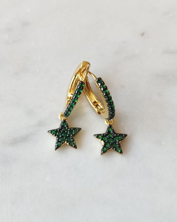 Arracadas estrella ziroconia verde