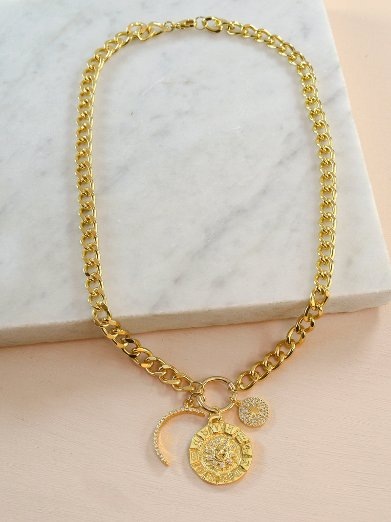 Collar cadena luna sol signos