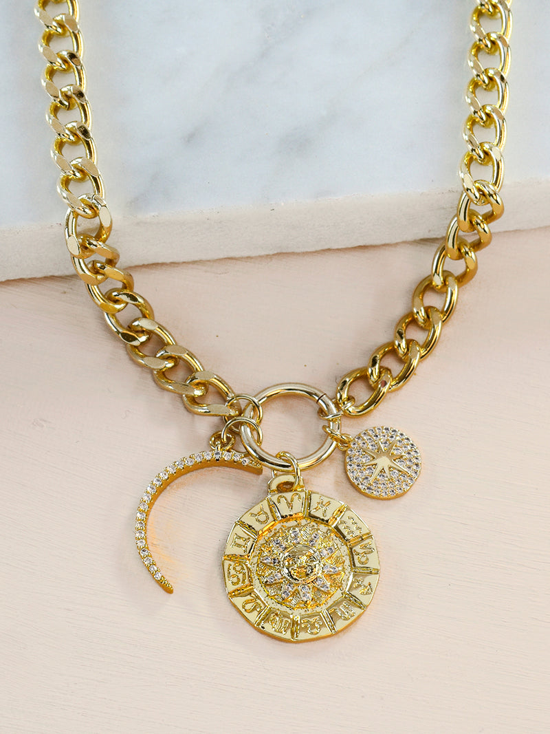 Collar cadena luna sol signos