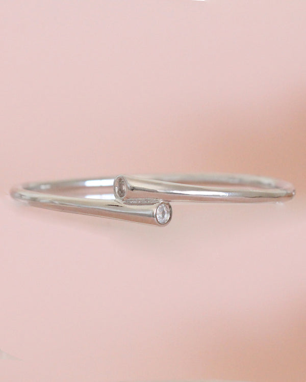 Pulsera Cilindro Plateada Zirconia