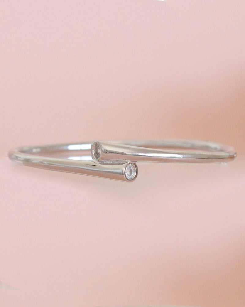 Pulsera Cilindro Plateada Zirconia