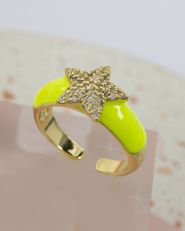 Anillo Amarillo Estrella Circonias - PINK REVOLVER