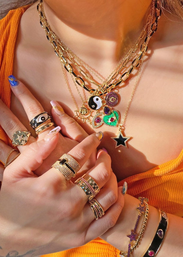 Anillo Circonias Cuadrado Negro - PINK REVOLVER