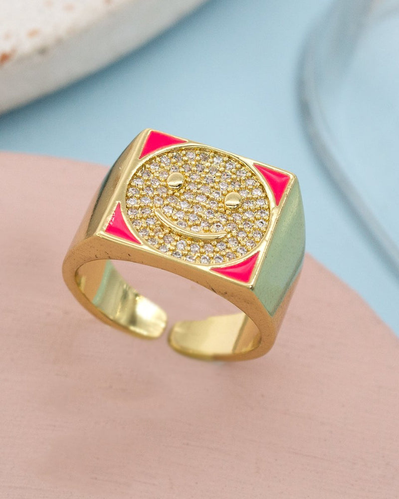 Anillo Cuadro Happy Rosa - PINK REVOLVER