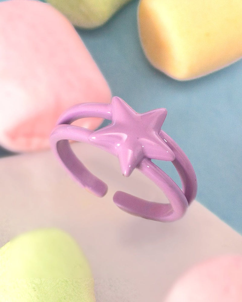 Anillo Doble Estrella Morado - PINK REVOLVER