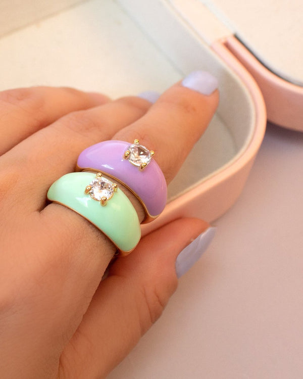 Anillo Esmalte Menta Circonia - PINK REVOLVER