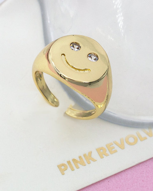 Anillo Happy Face Ojos Circonias - PINK REVOLVER