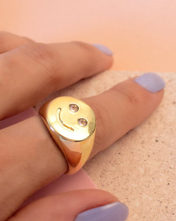 Anillo Happy Face Ojos Circonias - PINK REVOLVER