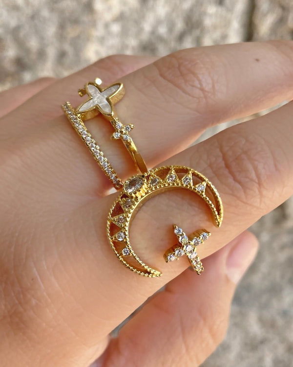 Anillo Luna Estrella Dorado - PINK REVOLVER