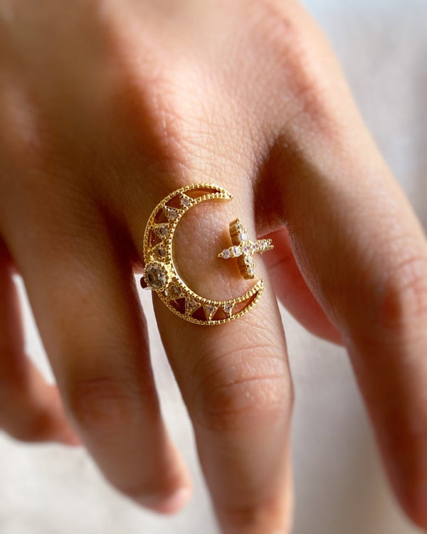 Anillo Luna Estrella Dorado - PINK REVOLVER