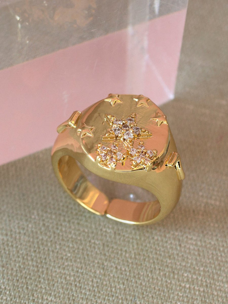 Anillo Sello Estrellas - PINK REVOLVER