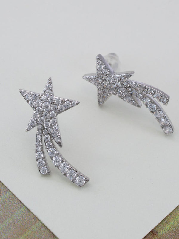 Aretes Estrella Fugaz Plateada - PINK REVOLVER