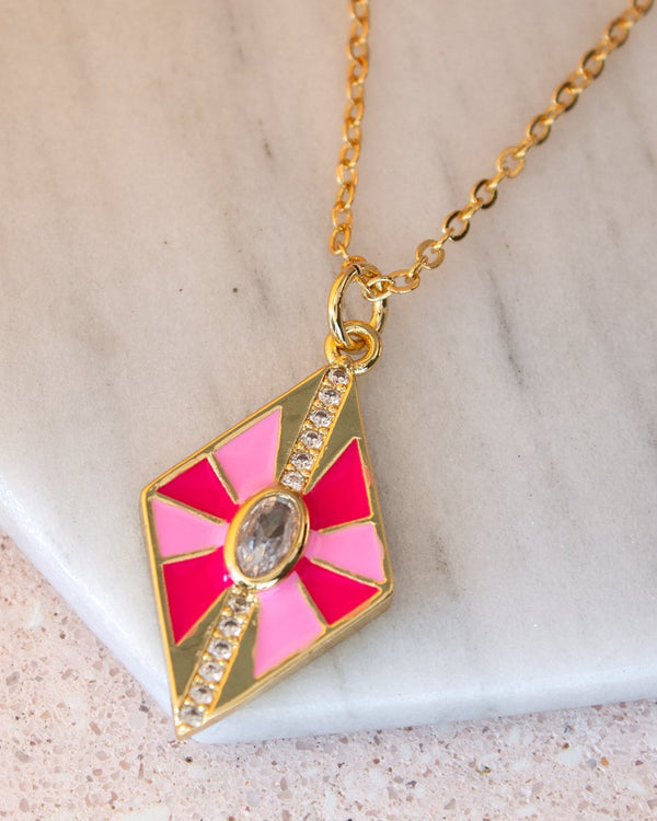 Collar Rosa Fucsia Rombo - PINK REVOLVER