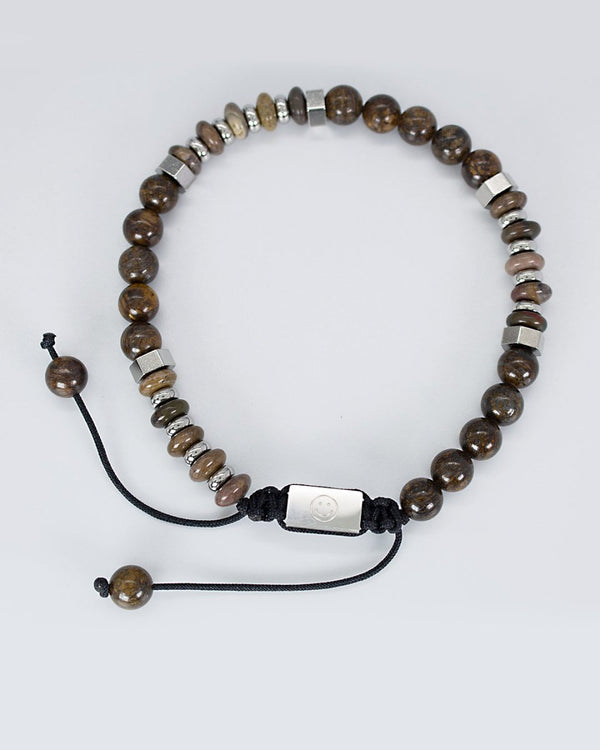Pulsera Piedras Café Acero - PINK REVOLVER