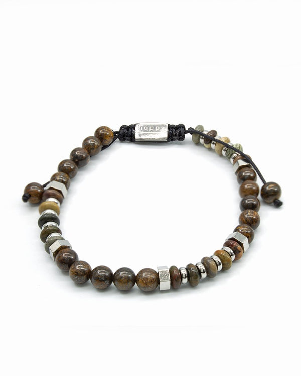 Pulsera Piedras Café Acero - PINK REVOLVER